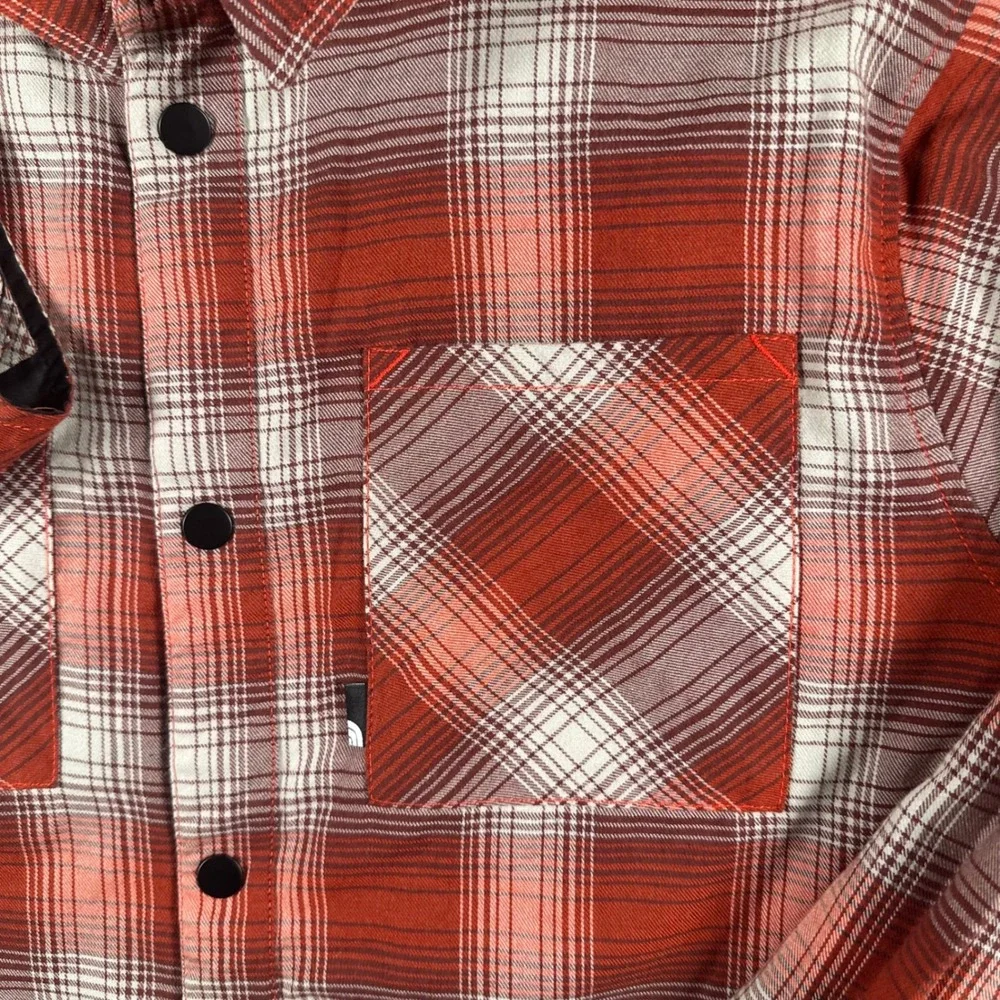 The North Face Jacket Mens S Reversible Quilted Plaid Flannel Black Red Puffer